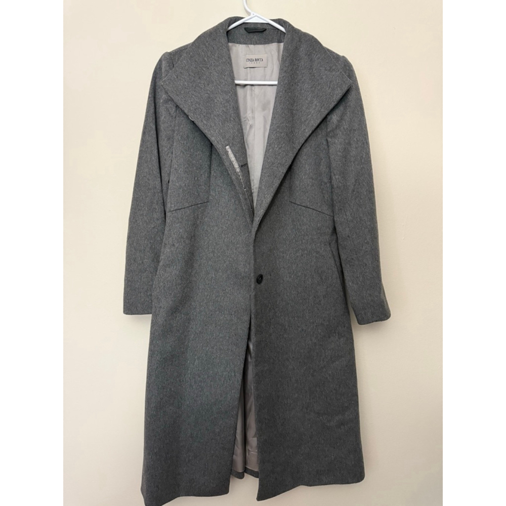 Women's CINZIA ROCCA Icons Gray Wool Cashmere Blend Pea Coat - Picture 3 of 6